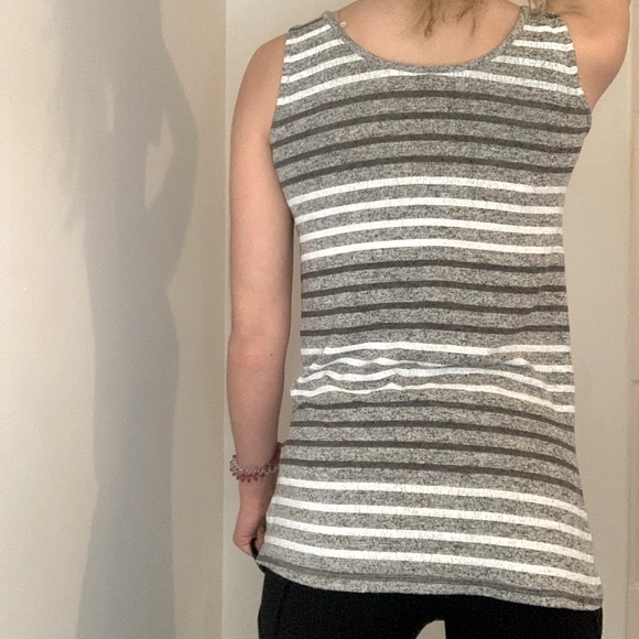 REITMANS - Grey & White Striped Criss Cross Front Tank - Picture 3 of 3
